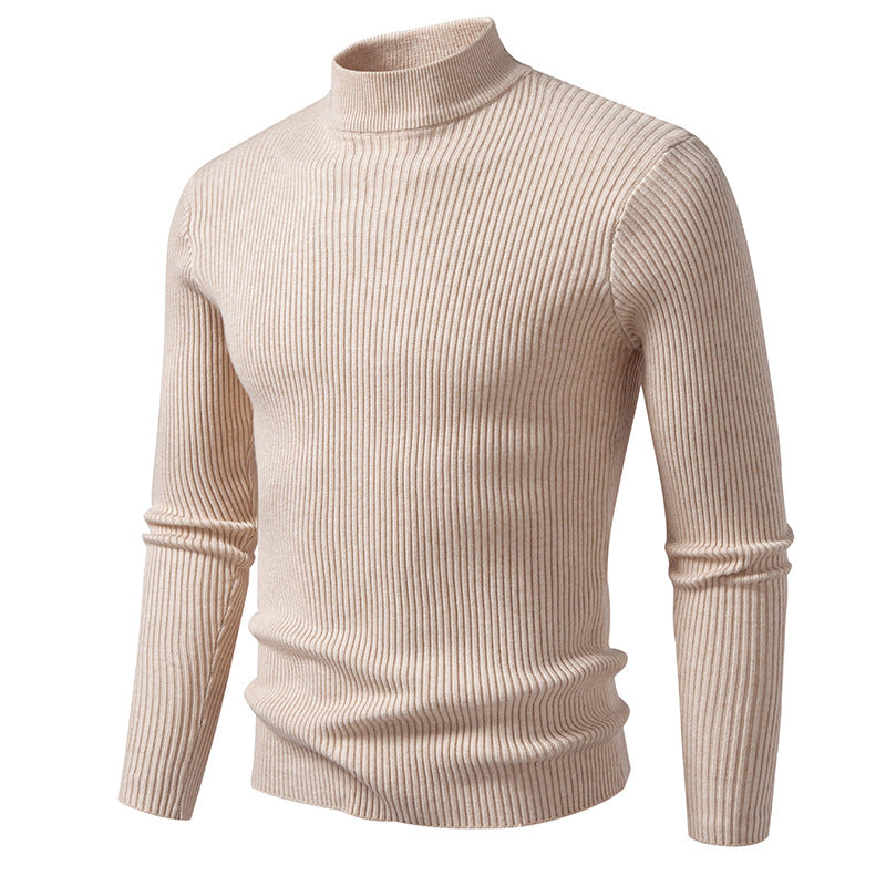 High-quality stretch wool men's turtleneck sweater with ribbed texture Lune London