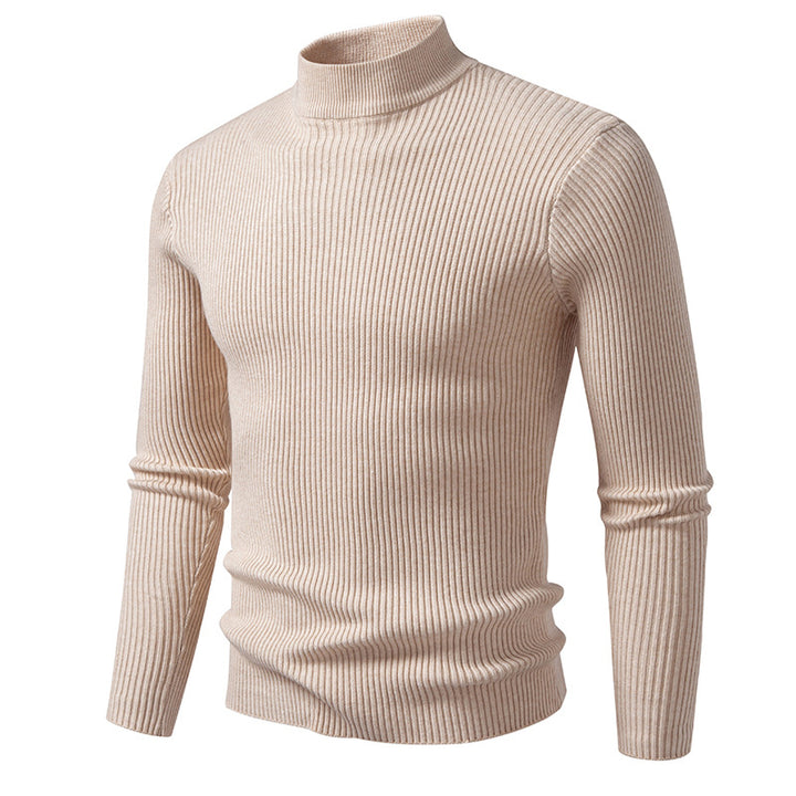 High-quality stretch wool men's turtleneck sweater with ribbed texture Lune London