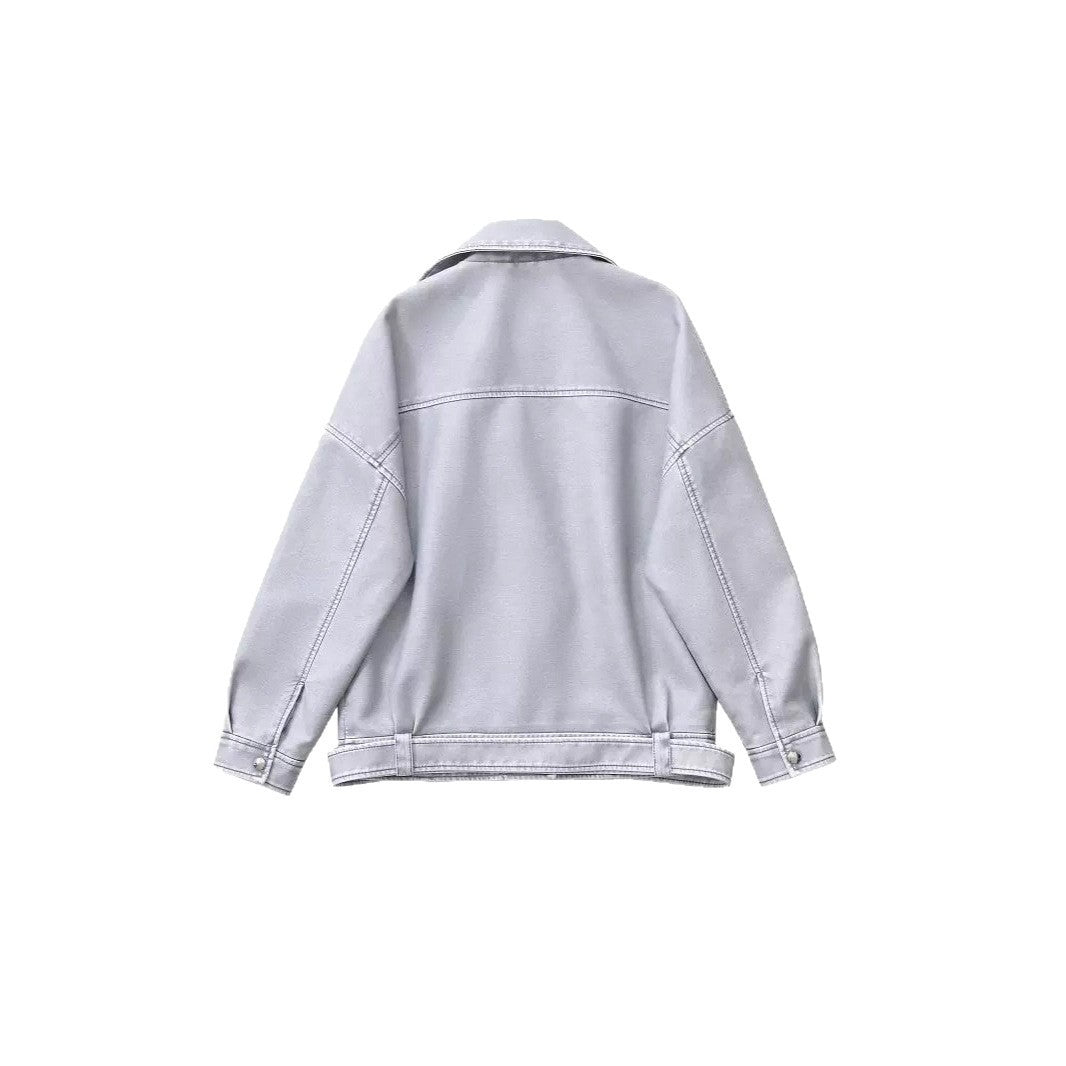 Women's motorcycle jacket in faux leather with unique cut Lune London