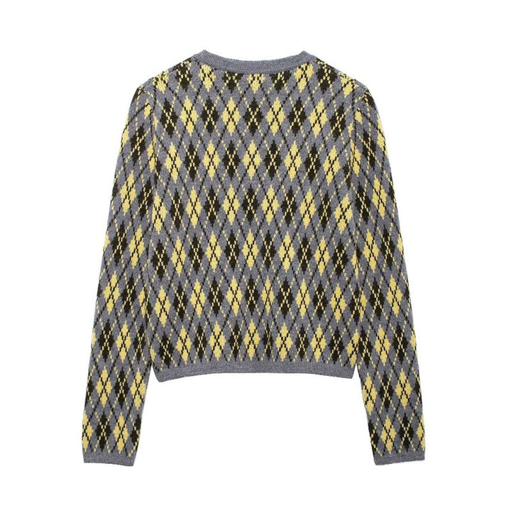 Ladies argyle patterned knitted vests with button placket Lune London