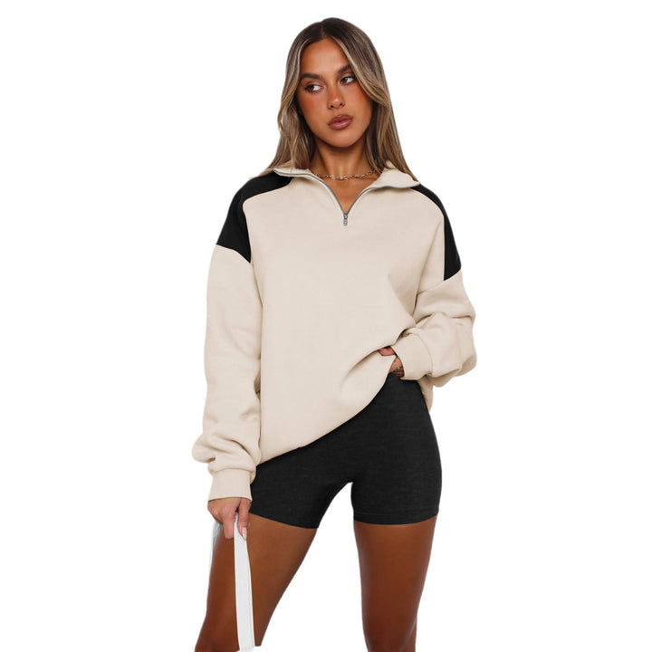 Ladies Sports Sweatshirt with High Collar and Zipper Lune London
