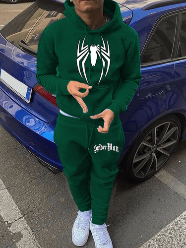 Men's sporty hoodie set and jogger pants with striking spider pattern Lune London