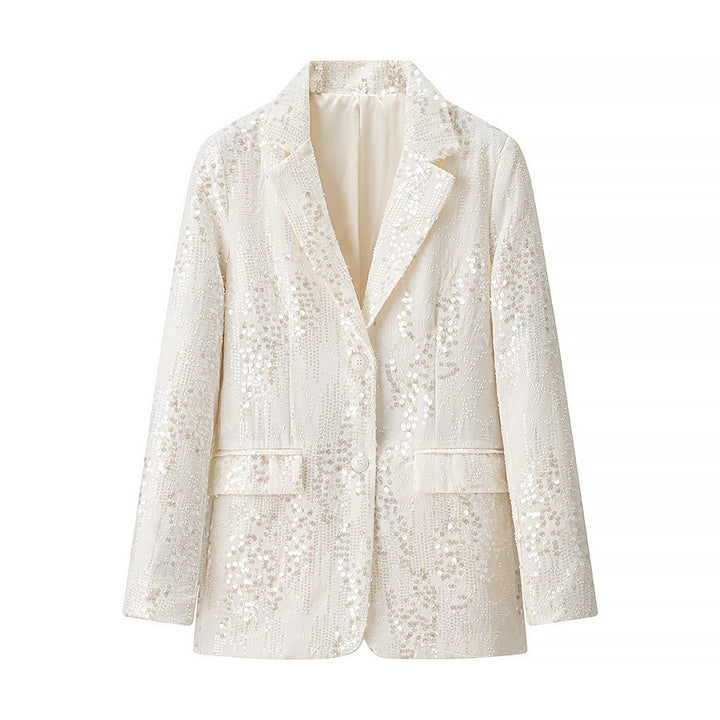 Women's blazer jacket decorated with shiny sequins Lune London