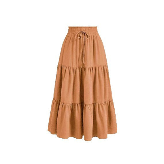 Maxi skirt for women with elastic waist and ruffled design Lune London