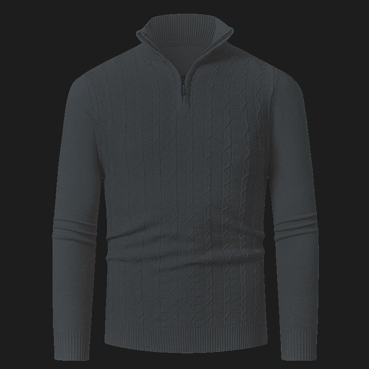 Knitted sweater for men with modern collar and zipper Lune London