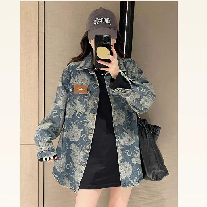 Veste en denim pour femmes avec motifs floraux Chic & Stil