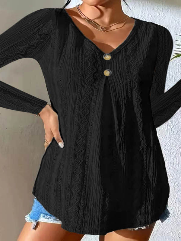 Women’s top with textured surface and elegant button detail Lune London