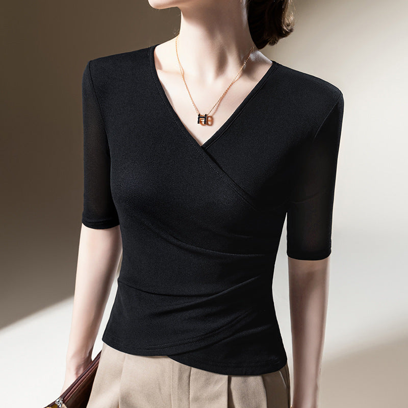 Women's Wrap Top with Sophisticated Draping and Figure-Friendly Cut Lune London