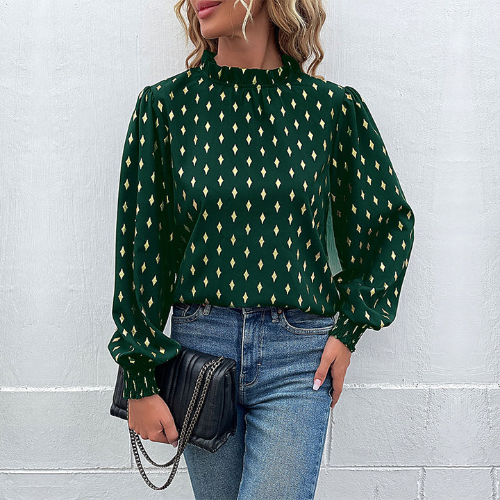 Women's blouse with high-quality print and generous puffed sleeves Lune London
