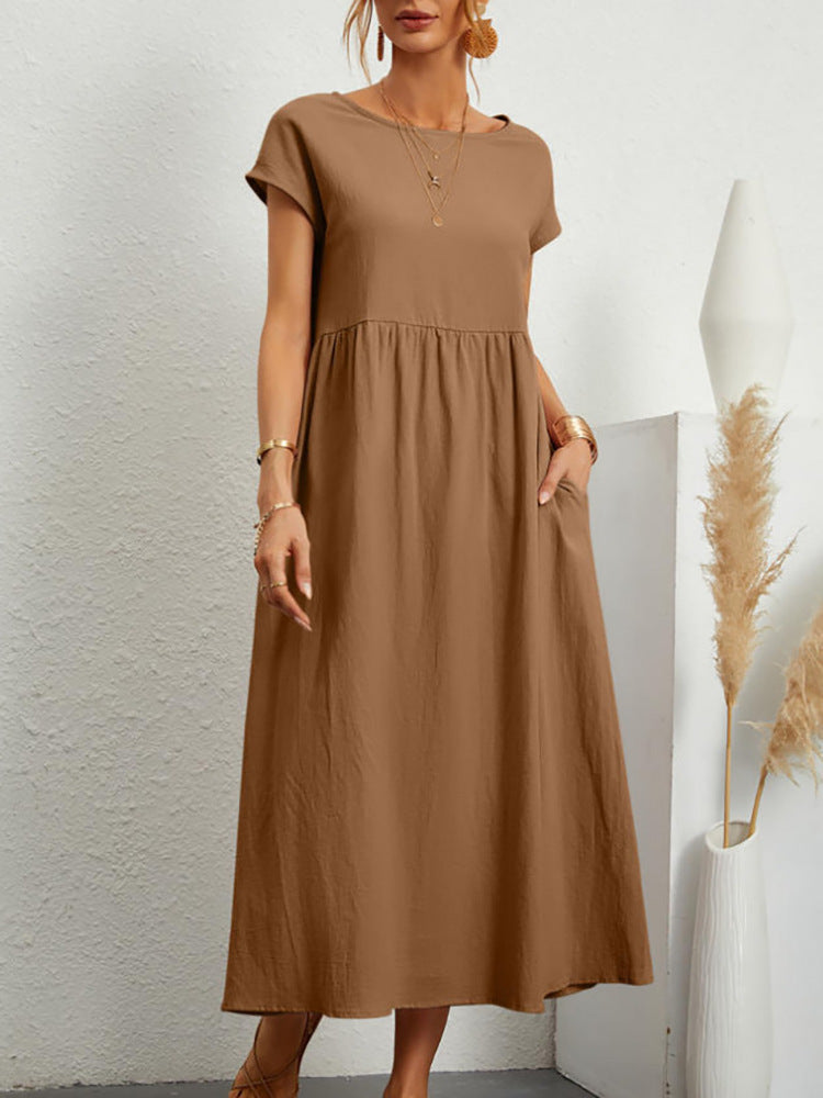 Robe Midi pour Femmes avec Manches Ballon et Poches Pratiques Chic & Stil