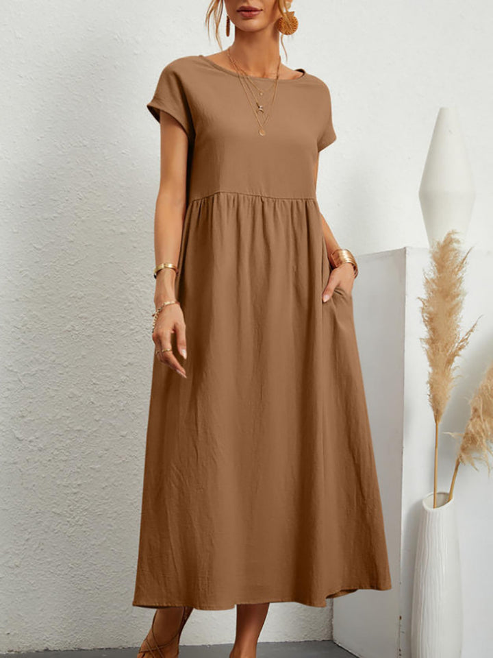 Robe Midi pour Femmes avec Manches Ballon et Poches Pratiques Chic & Stil