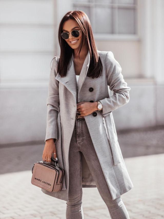 Women Elegant Transitional Blazer with Double Row of Buttons and Practical Pockets Lune London