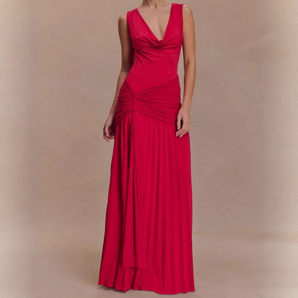 Elegant maxi dress for ladies with refined draping and a fitted cut Lune London