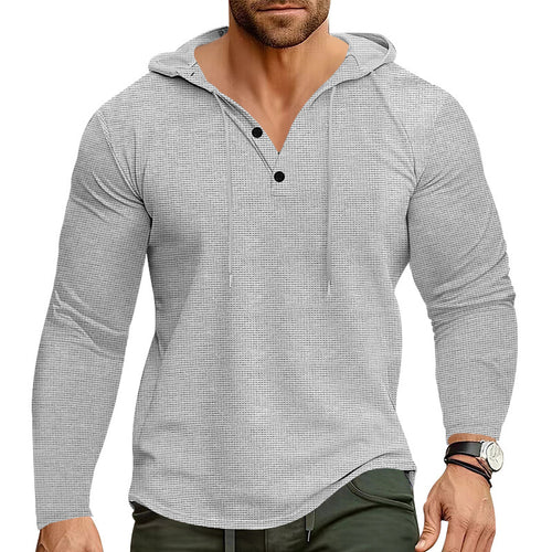 Men's trendy hoodie with textured design and stylish button details Lune London