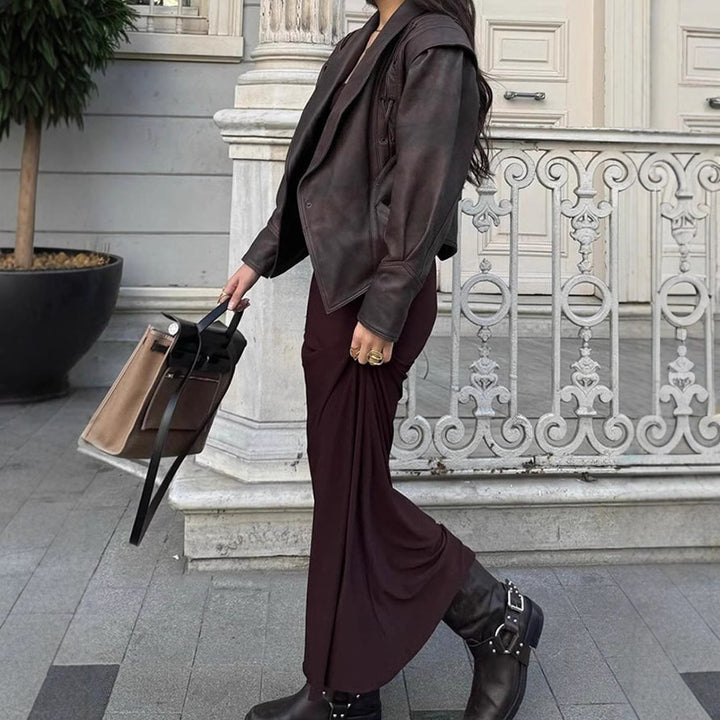 Leather blazer for women with decorative laces Lune London