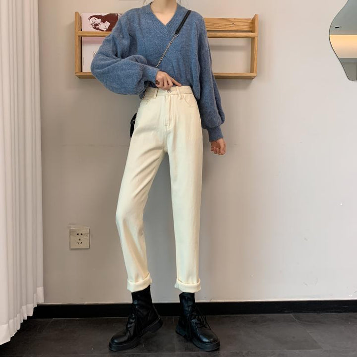 Pantalons en tissu taille haute décontractés pour femmes Chic & Stil