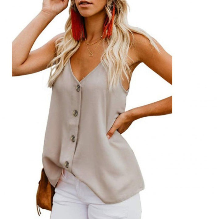 Haut pour femmes avec détail de bouton et bretelles spaghetti réglables Chic & Stil