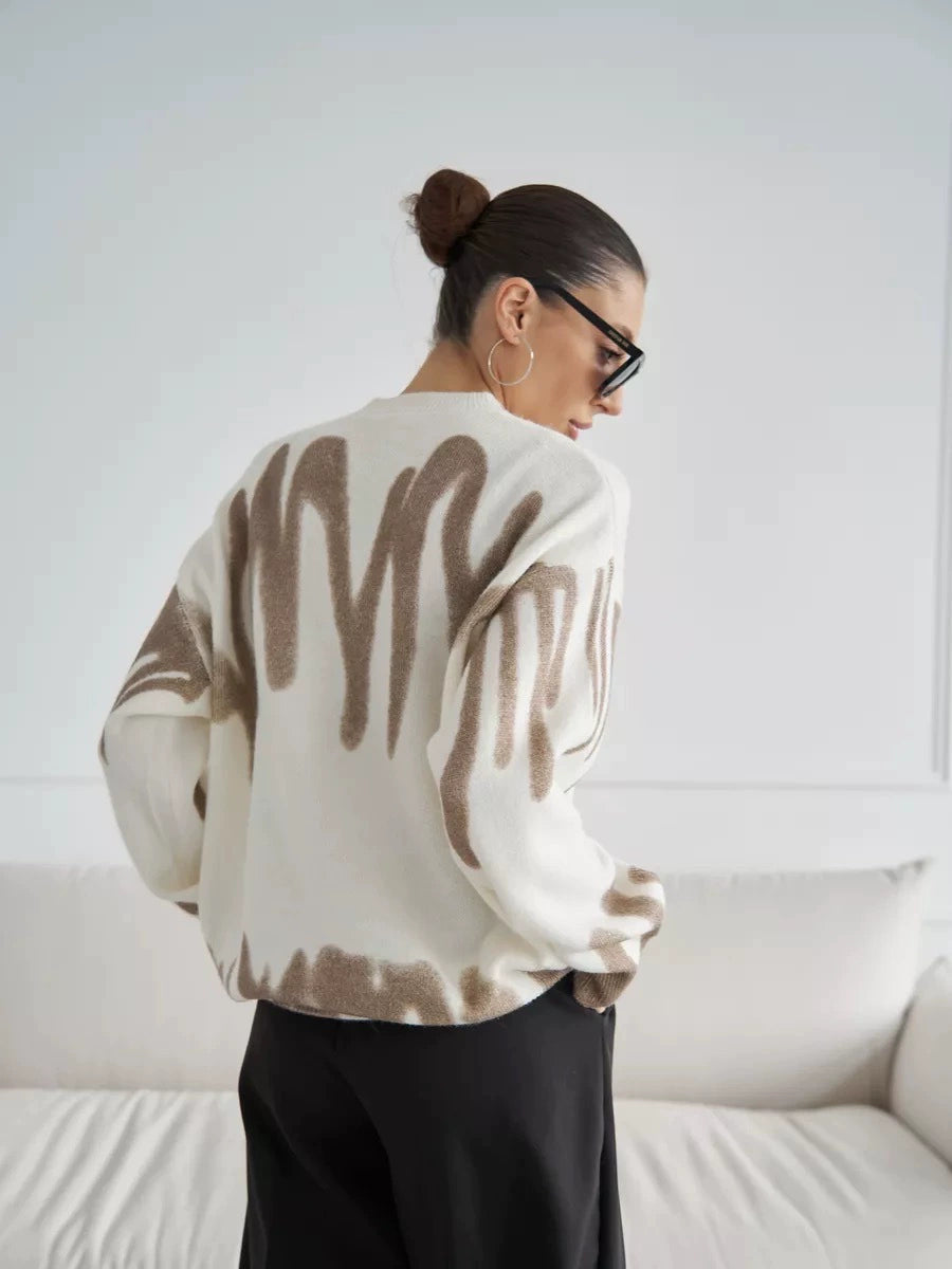 Pull femme décontracté en tricot avec motif unique Lune London