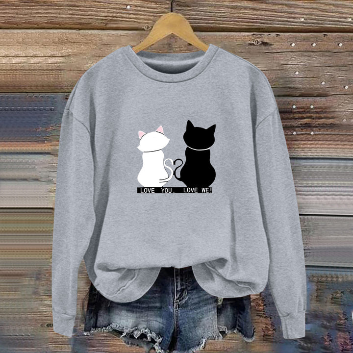 Sweat-shirt pour femmes avec design de chat ludique et impression humoristique Chic & Stil