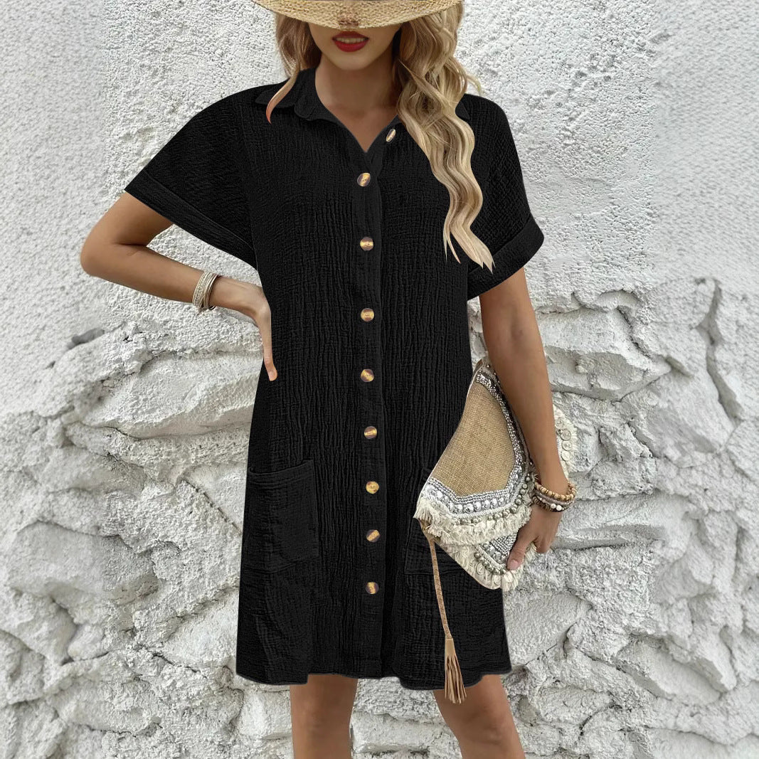 Ladies short sleeve shirt dress Lune London