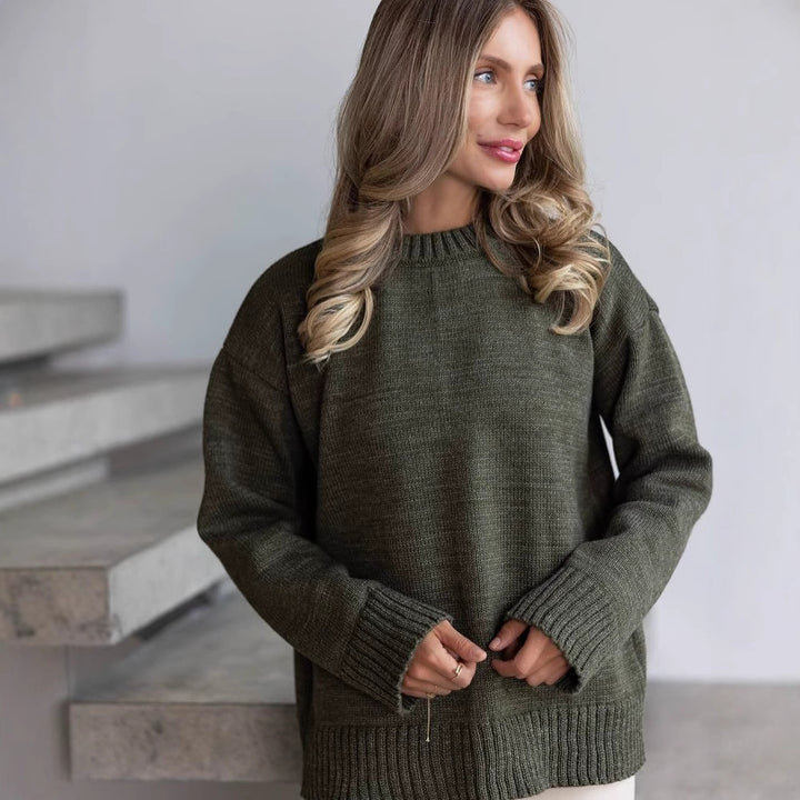 Women thick knit sweater with loose fit and ribbed cuffs Lune London