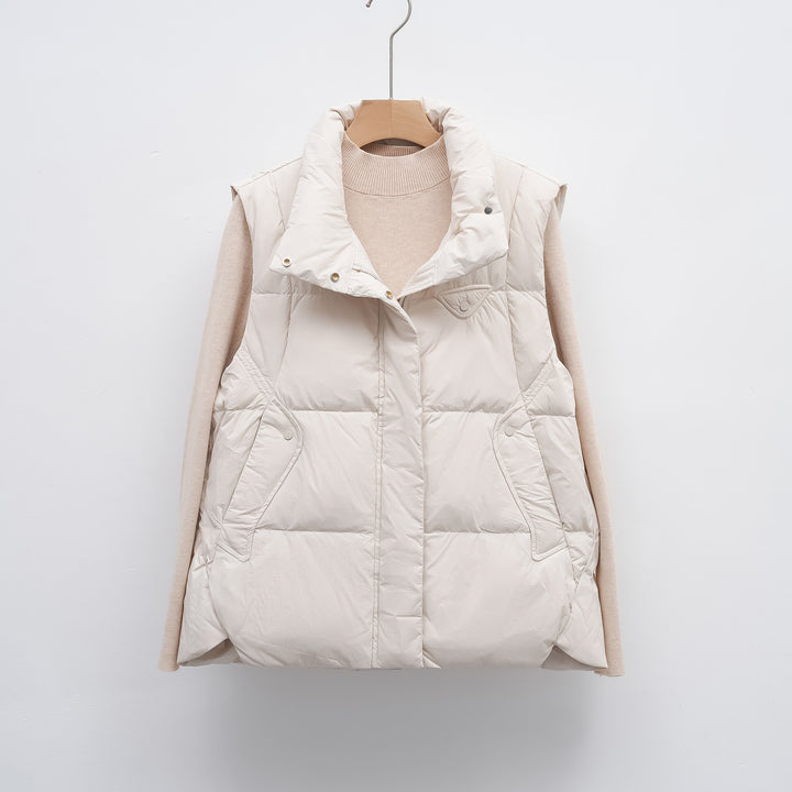 Quilted vest for ladies with high collar and practical pockets Lune London