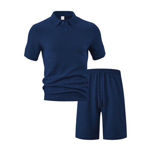 Men's polo and sports shorts set with structured pattern Lune London