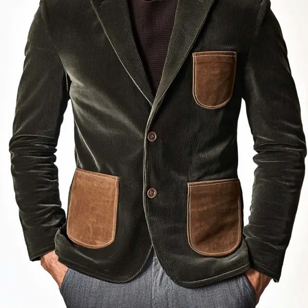 Elegant corduroy jacket for men with leather applications Lune London