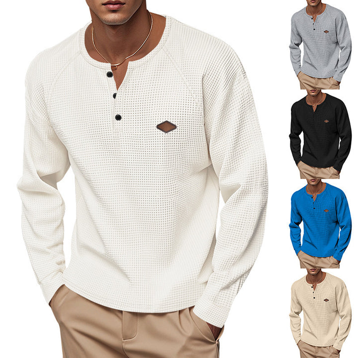 Men's long-sleeve Henley shirt with textured surface Lune London