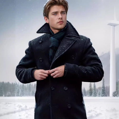 Men's Classic Double-Breasted Coat with Soft Lining Lune London