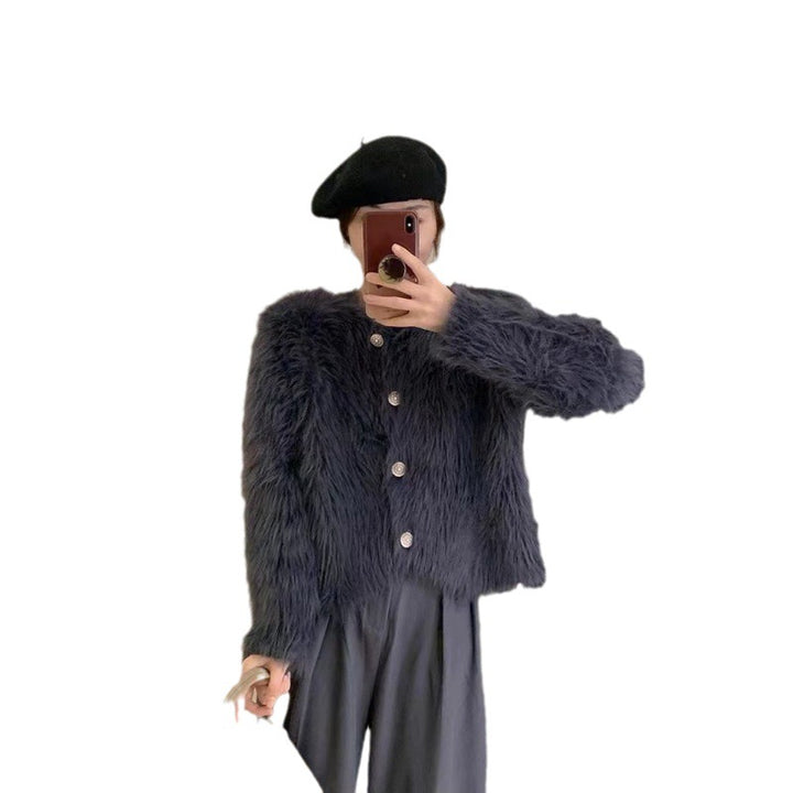 Veste courte en peluche pour femme avec des détails de bouton élégants Chic & Stil