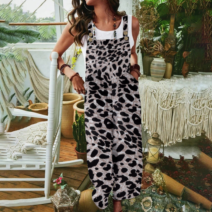 Women's Casual Jumpsuit with Animal Print and Practical Pockets Lune London
