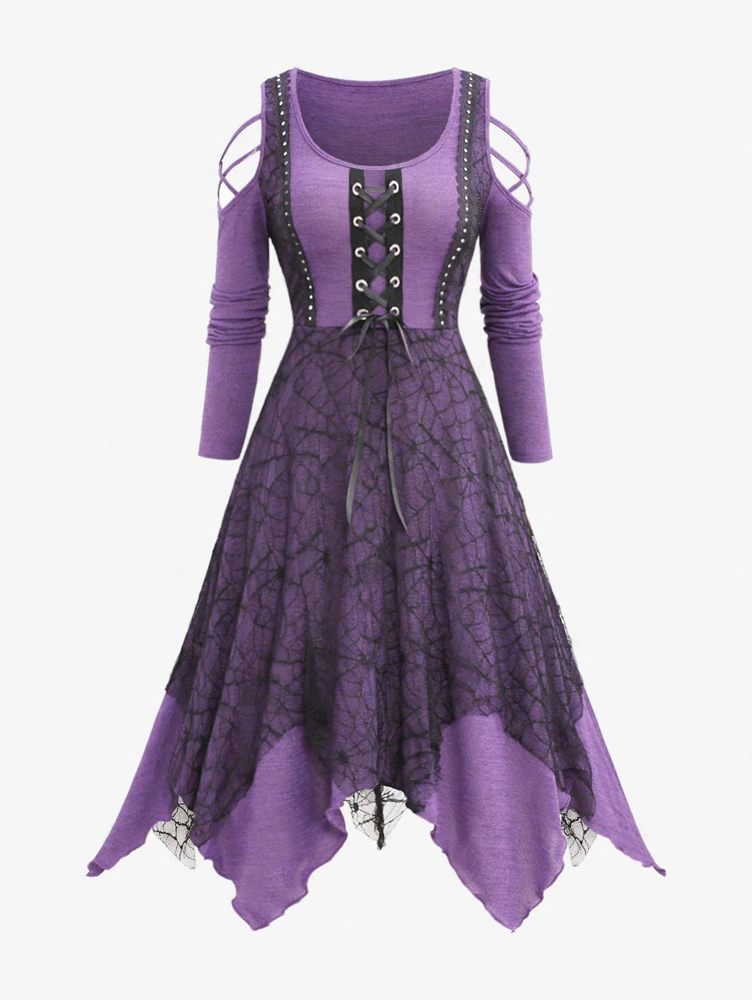 Lune London | Women's Gothic Maxi Dress with Lace Trim and Lacing