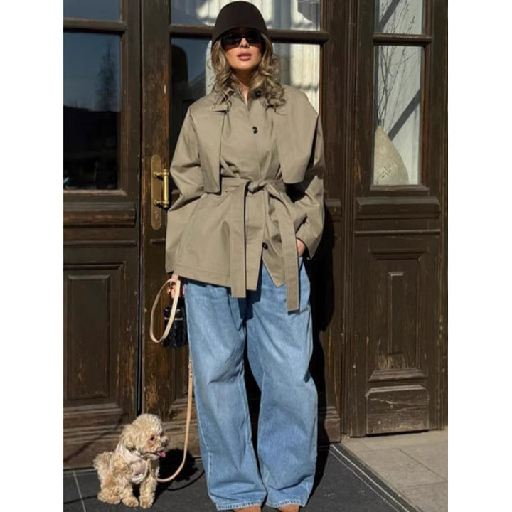 Women's trench coat with adjustable belt and stylish lapels Lune London