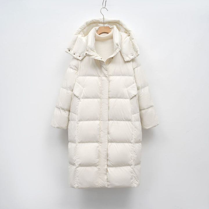Women Long Down Coat With Adjustable Hood And Luxury Chic Inner Lining