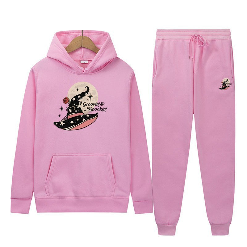 Women's Hooded Sweatshirt and Jogging Pants Set with Cool Halloween Design Chic & Stil