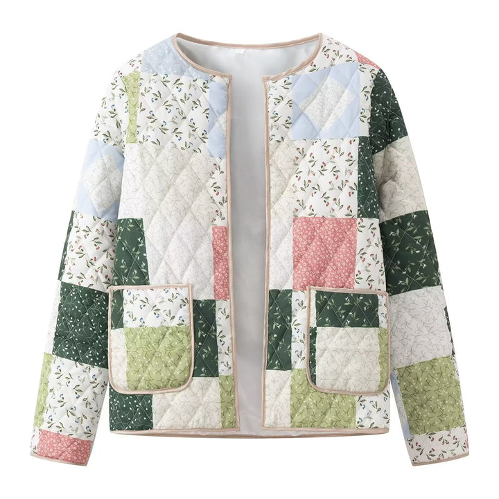 Quilted patchwork jacket for women with practical pockets Lune London