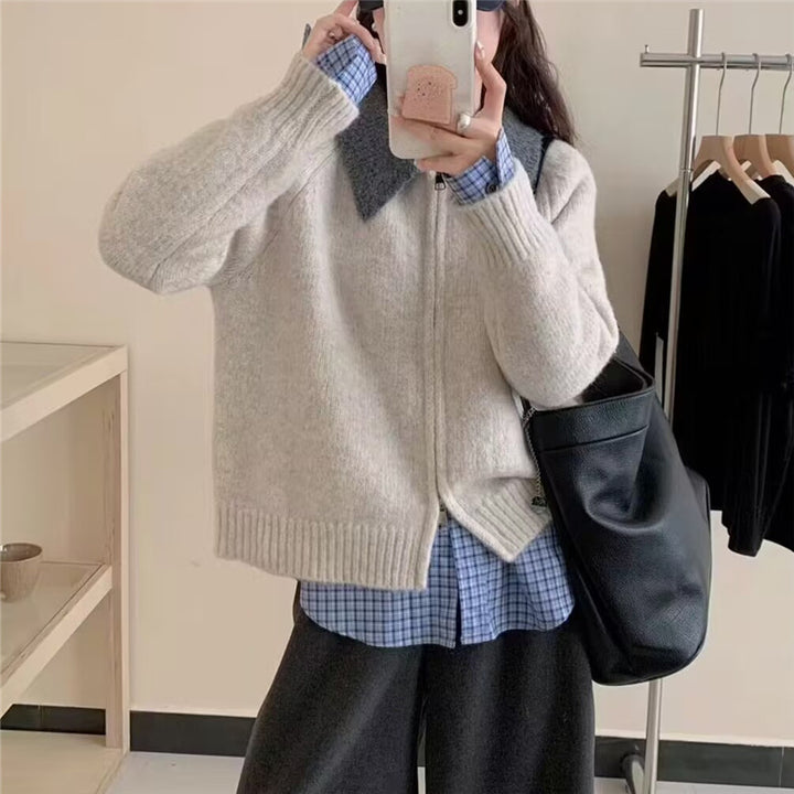 Cardigan pour femmes avec col haut et coupe asymétrique Chic & Stil