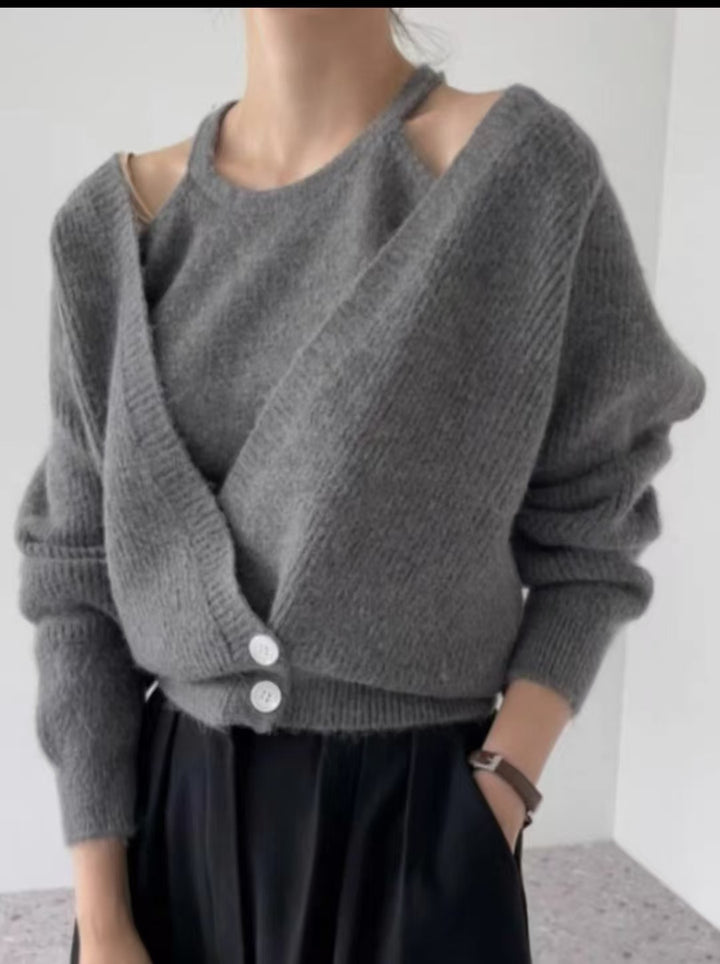 Knitted jacket for women with open cut and ribbed structure Lune London