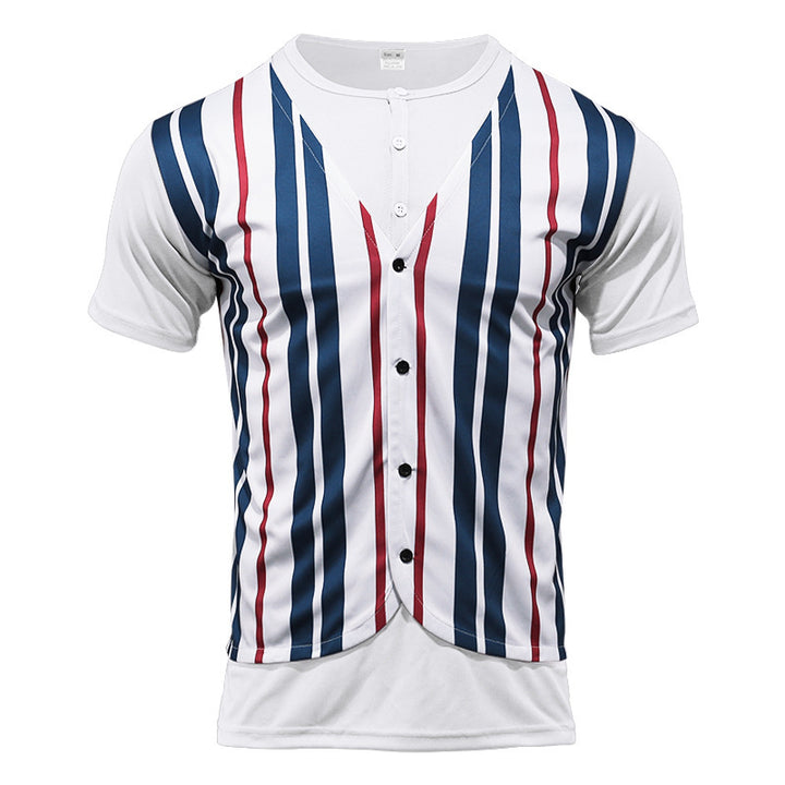 Trendy short sleeve shirt for men with hidden button placket and striped pattern Lune London