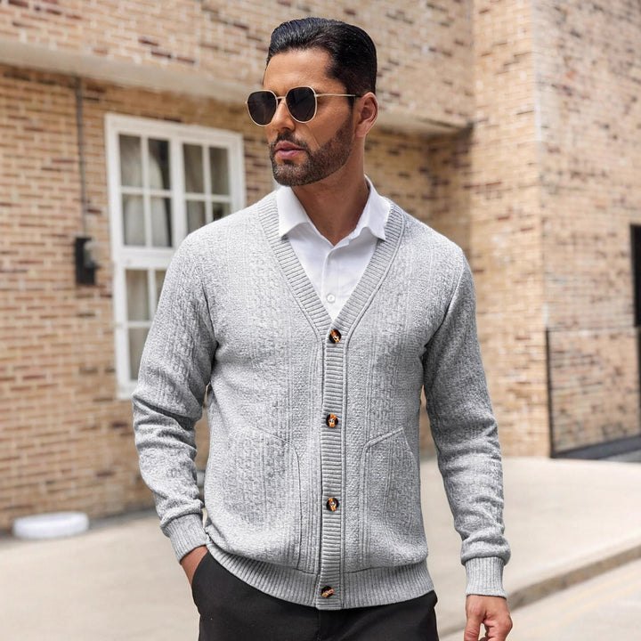 Men's knit jacket with modern details and practical pockets Lune London