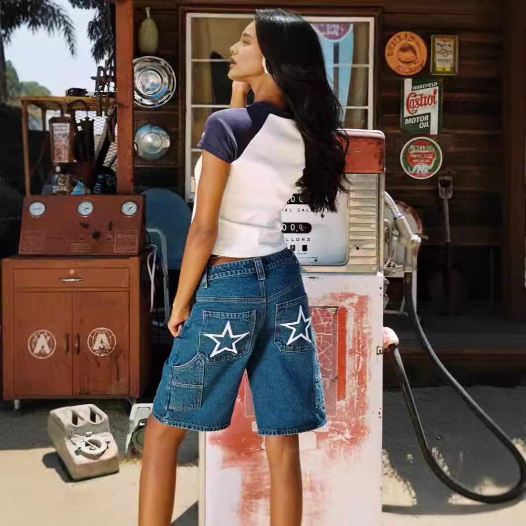 Women's fashionable denim shorts in a casual cut with a high waist Lune London
