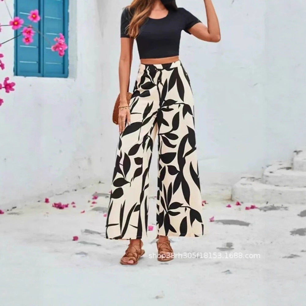 Wide palazzo pants for ladies with floral pattern Lune London