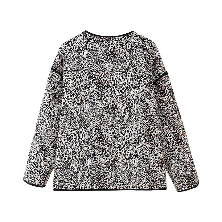Ladies' puffer jacket with leopard print and practical pockets Lune London