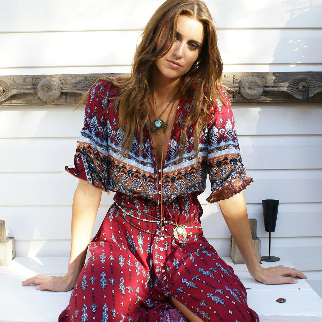 Bohemian Women's Floral Print Chic Maxi Dress