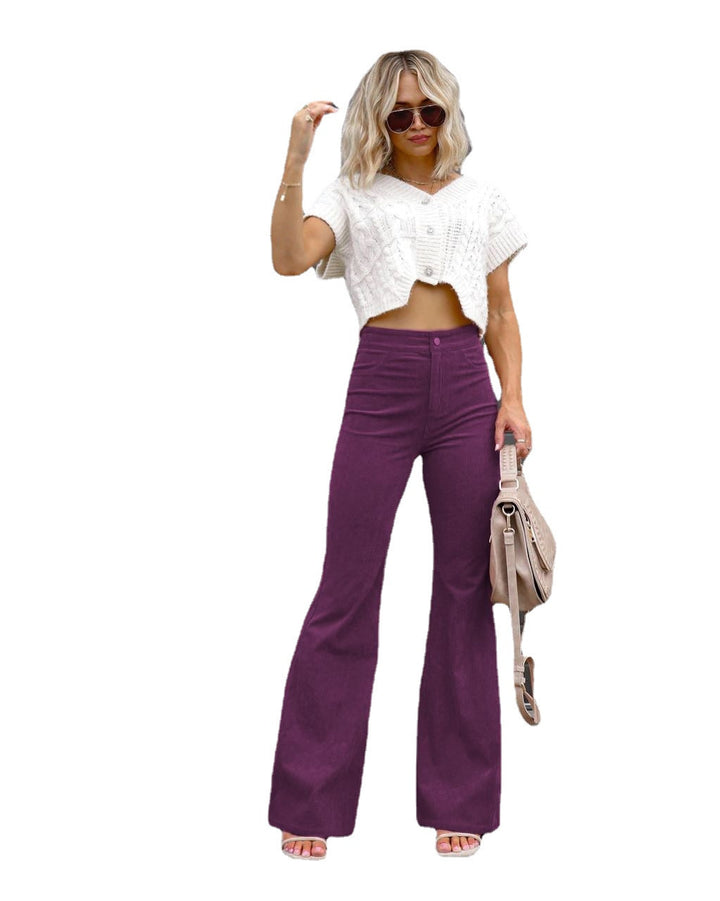 Ladies Fashion High Waist Flared Jeans Lune London