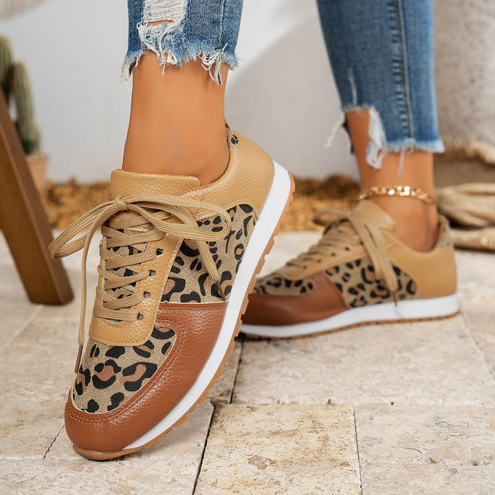 Women's sneakers with leopard print and breathable sole Lune London