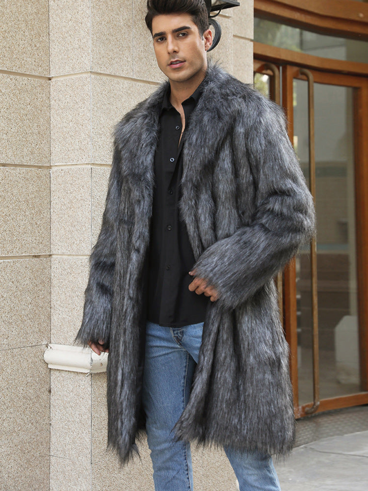 Luxury faux fur coat for men with a large collar Lune London