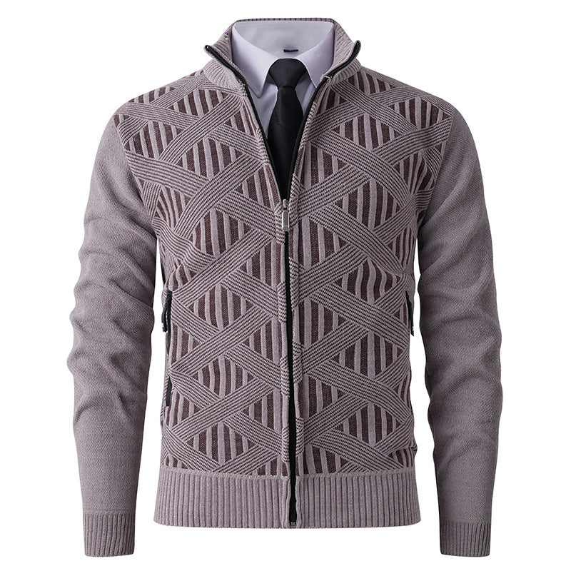 Elegant knitted jacket for men with structured design and high collar Lune London