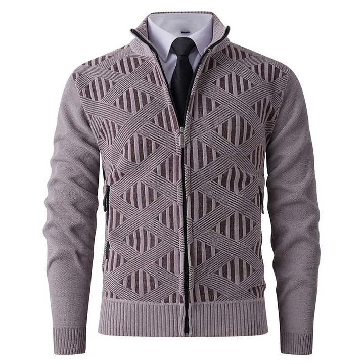 Elegant knitted jacket for men with structured design and high collar Lune London